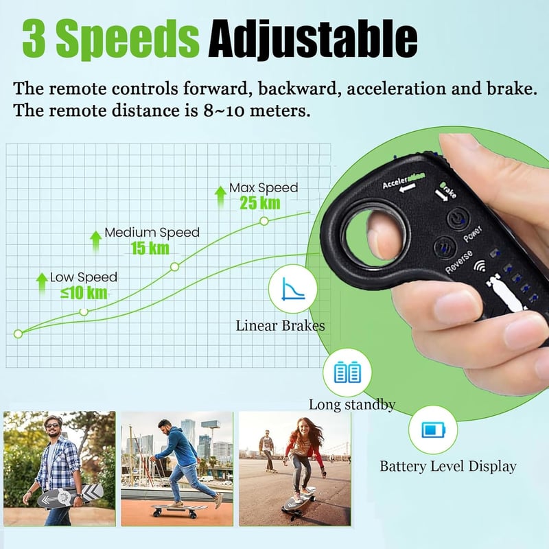 Offroad-Elektro-Longboard mit Fernbedienung und Tragegriff für Erwachsene und Jugendliche