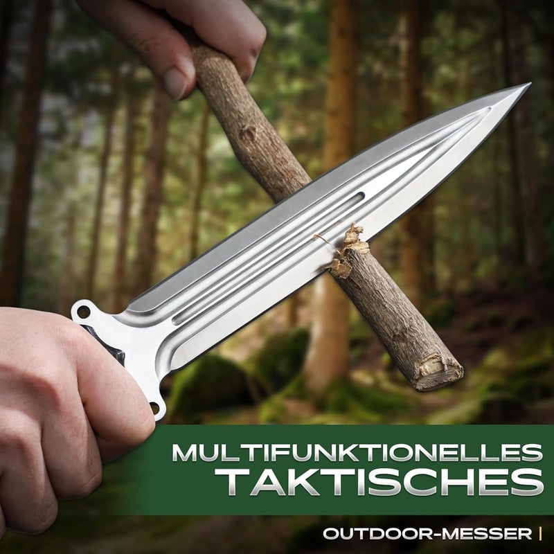 Outdoor Survival-Messer mit Full-Tang Konstruktion und Holzgriff