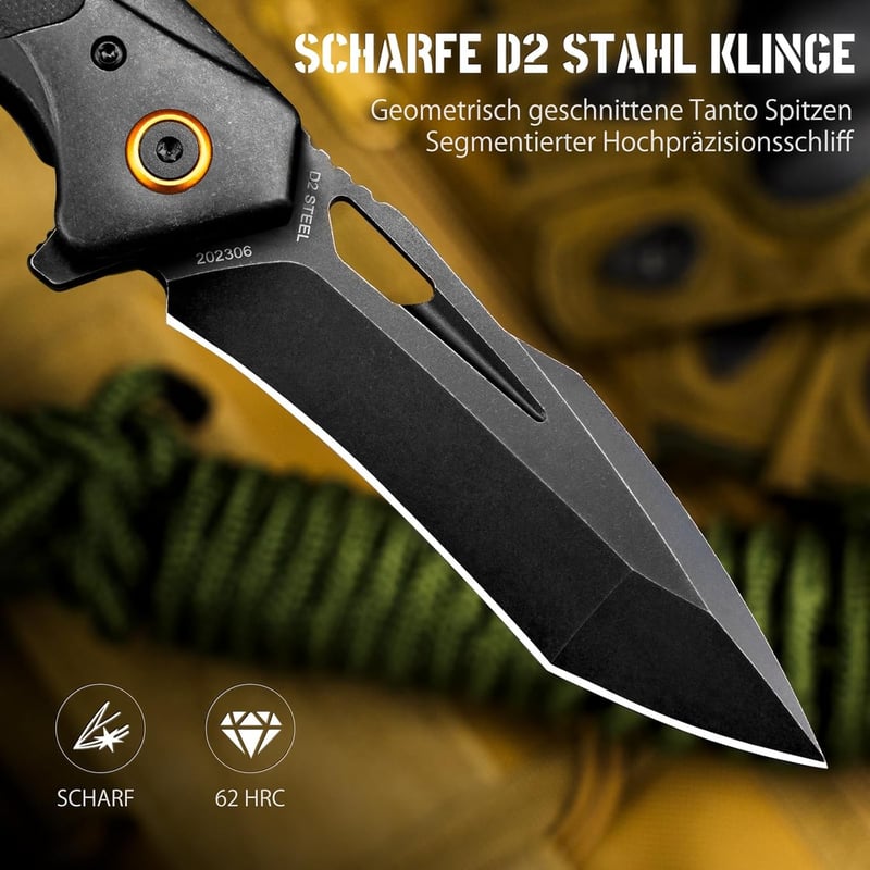 LOTHAR LICH KING Klappmesser aus D2 Stahl mit G10 Griff für Männer