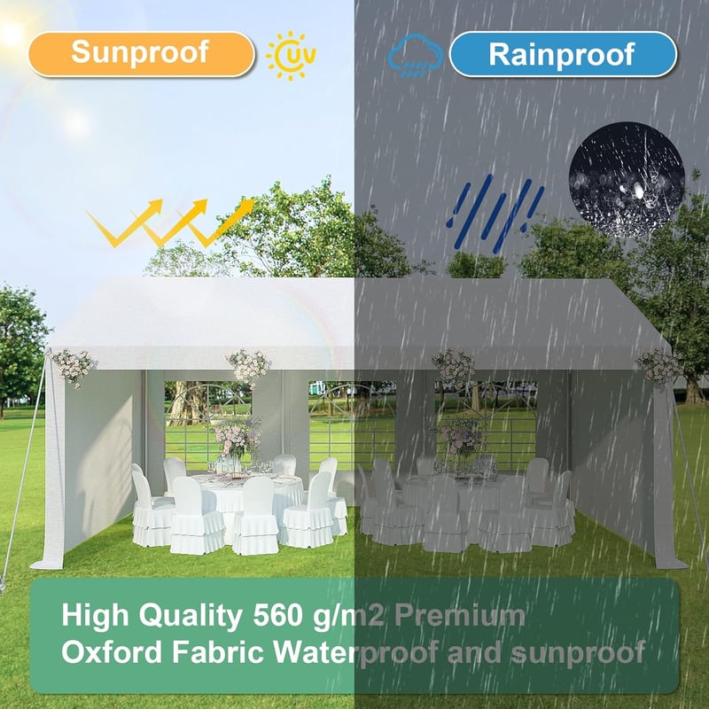 Wasserdichter Pavillon 3x6 m für Partys und Hochzeiten, UV-Schutz 50+