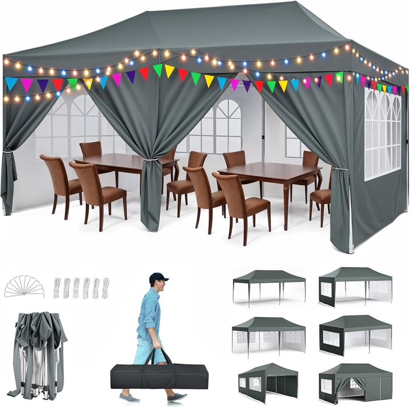 Wasserdichter Pop-Up Faltpavillon 3x6m mit UV Schutz 50+, höhenverstellbar