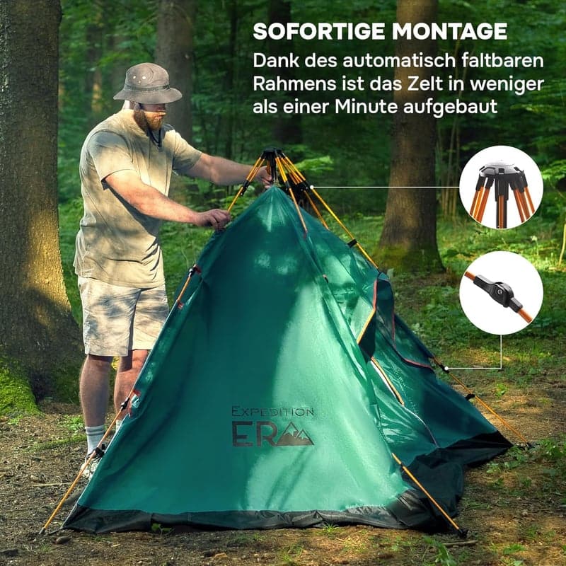 Wurfzelt für 2-3 Personen – Wasserdichtes Pop-Up Campingzelt 200x200 cm
