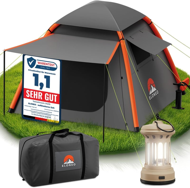 Aufblasbares Campingzelt mit Vordach, wasserdicht und ultraleicht