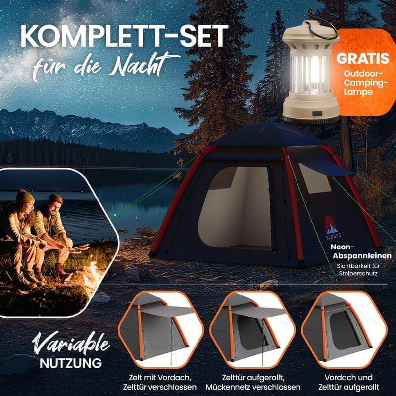 Aufblasbares Campingzelt mit Vordach, wasserdicht und ultraleicht