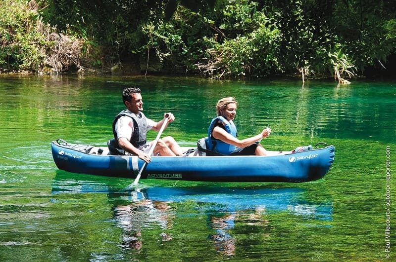 Aufblasbares Faltkajak für 2 Personen mit Paddeln und Pumpe, 314 x 88 cm