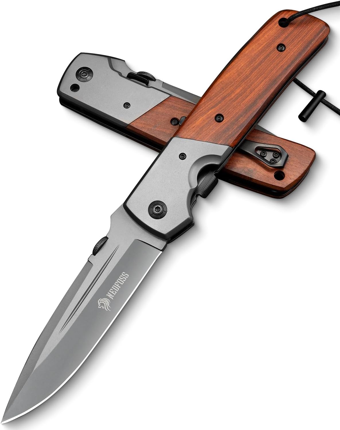 NedFoss DA52 Einhandmesser mit Holzgriff für Outdoors und Garten