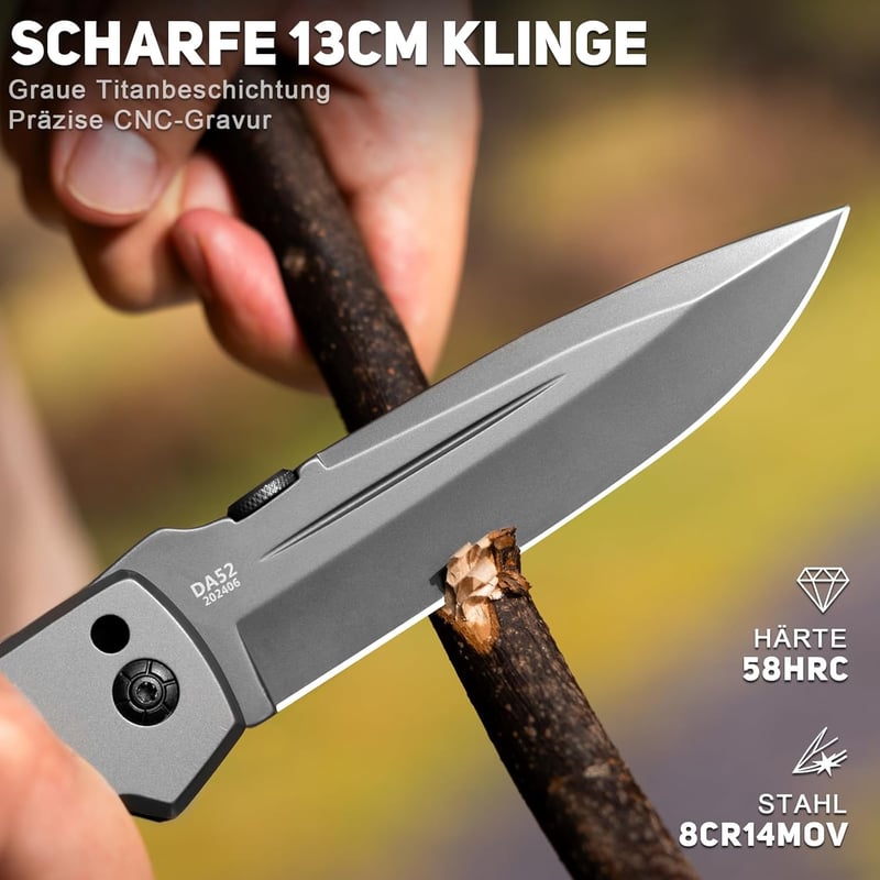 NedFoss DA52 Einhandmesser mit Holzgriff für Outdoors und Garten