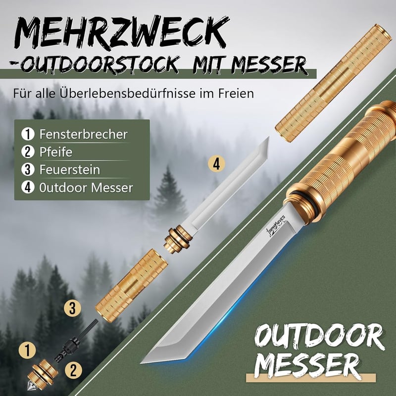 Survival-Messer D2 Stahl mit Multifunktionswerkzeugen für Männer