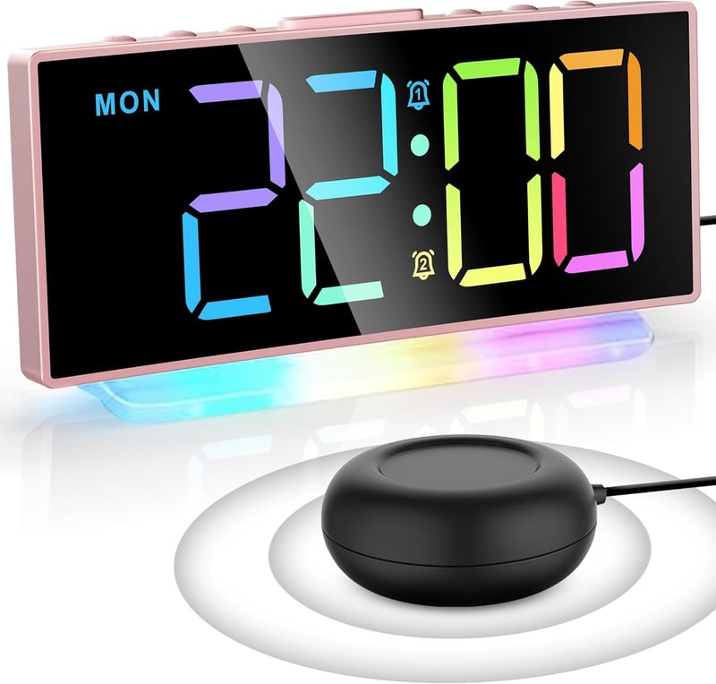 Vibrierender Alarmwecker mit LED-Nachtlicht und 2 Alarmzeiten