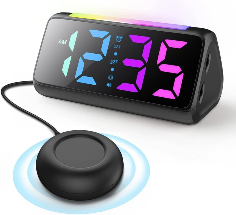 Lauter Vibrationswecker für Tiefschläfer mit Nachtlicht und USB