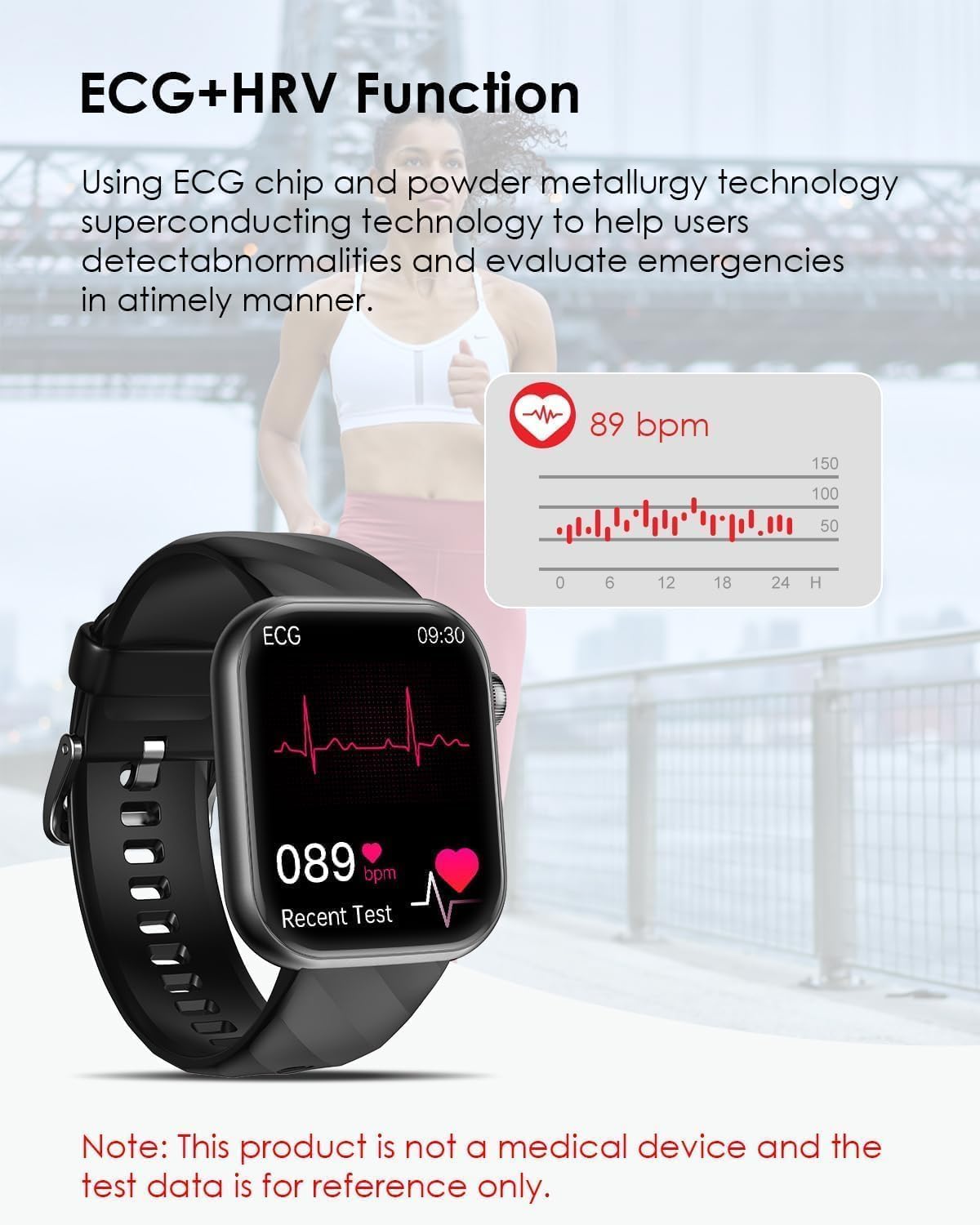 Smartwatch für Herren und Damen mit EKG, 1.97'' AMOLED, Fitness-Tracker