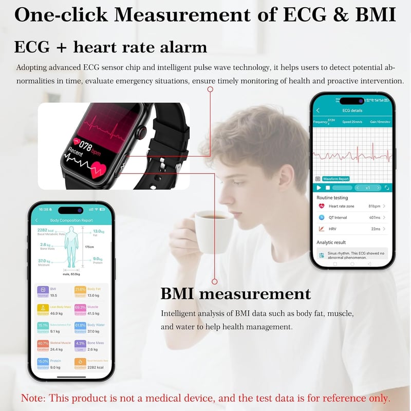 Smartwatch für Herren 2025 – EKG, Blutdruck, SpO2, Fitnessfunktionen
