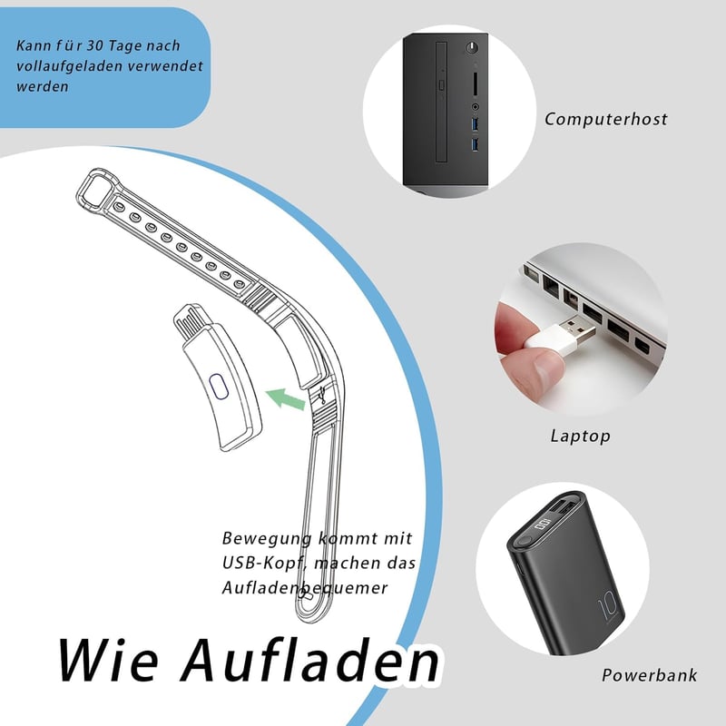 Multifunktionaler Vibrationswecker für Kinder und Erwachsene, blau