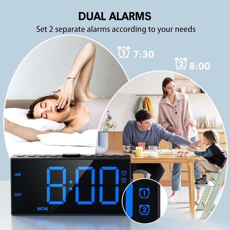 Vibrationswecker für Gehörlose mit Doppelalarm und USB-Ladegerät