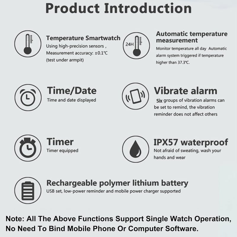 Vibrationsalarm-Armband für Tiefschläfer, wasserdicht, schwarz