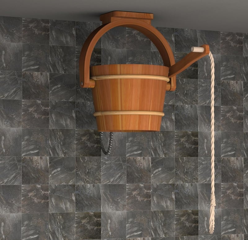 Montierbare Schwalldusche für die Sauna – 18 Liter, Zedernholz