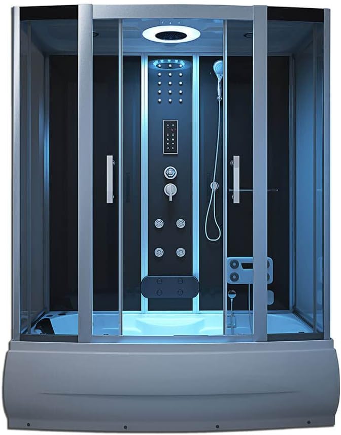 Dampfdusche DIAMOND mit Radio und Regendusche, Schwarz, 170 x 90 cm