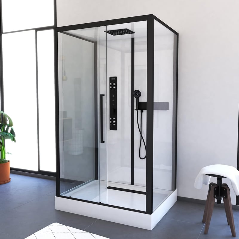 Fertigdusche Marwell Weiß 90x115 cm mit Armatur und Duschwanne