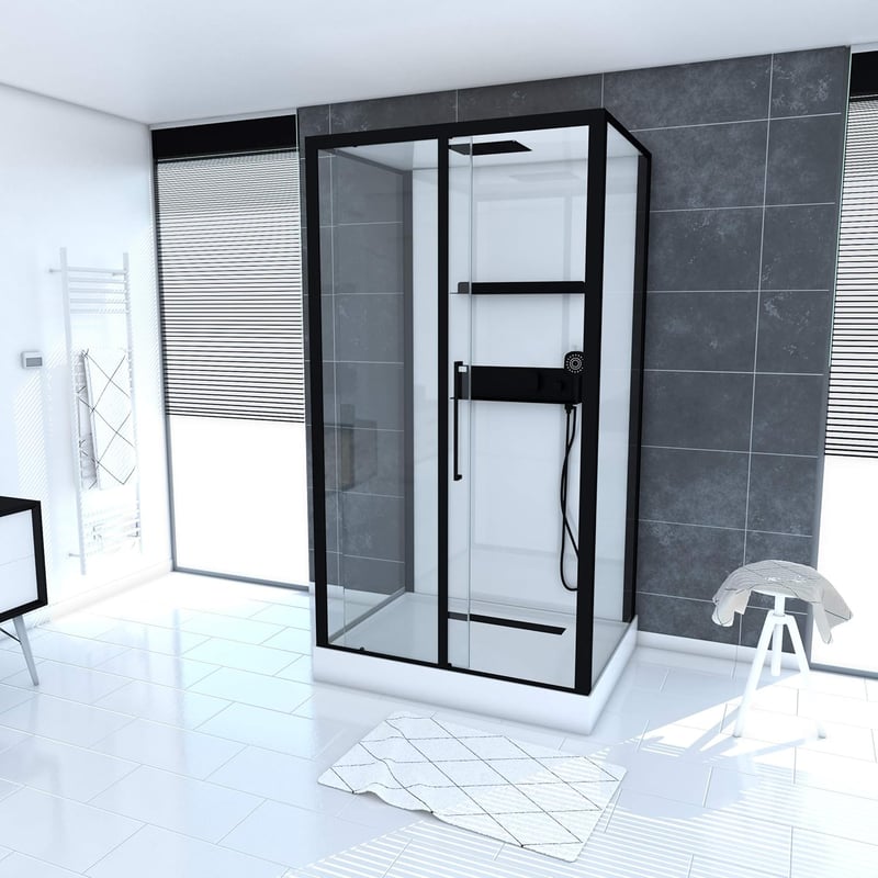 Komplettdusche White Isle 115 x 90 cm mit Duschwanne und Armatur