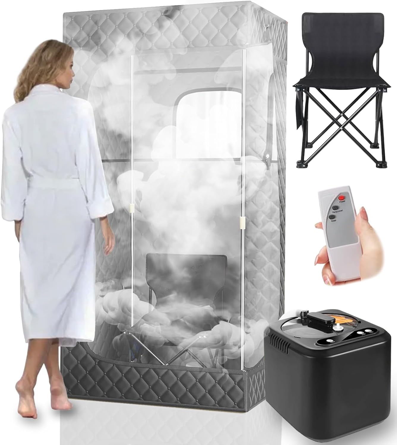 Mini Dampfsauna 3L für Outdoorspa mit Fernbedienung und Saunastuhl