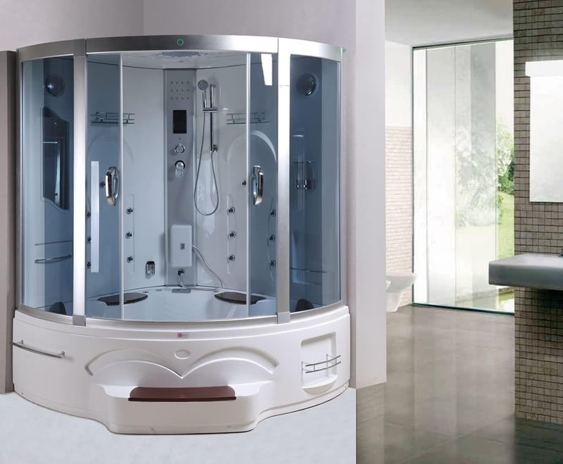 XXL Luxus Dampfdusche mit Whirlpool SET 150x150cm und LED-Beleuchtung