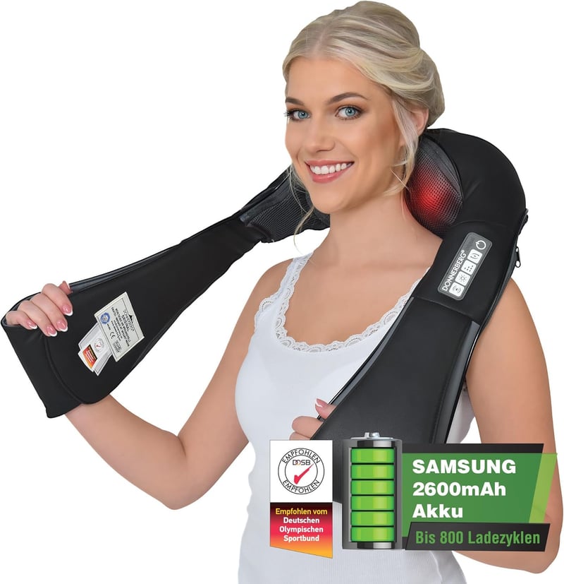 DONNERBERG® Kabelloses Nackenmassagegerät mit 4D Shiatsu-Vibration