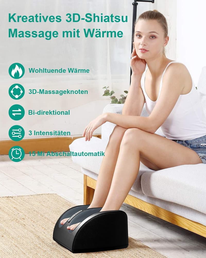 Shiatsu Fußmassagegerät mit Wärme und Massagerollen für Entspannung
