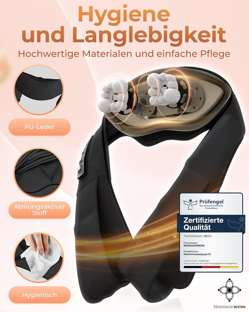 Shiatsu Nacken- und Rückenmassagegerät mit Wärmefunktion, ergonomisch