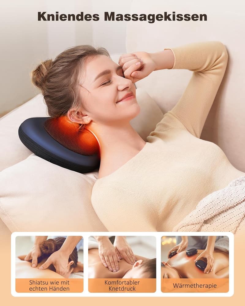 Shiatsu Massagegerät mit Wärmefunktion für Nacken und Rücken