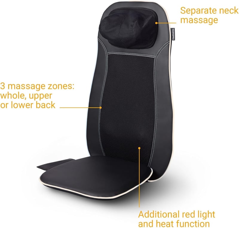 Shiatsu Massagesitzauflage mit Wärme und Rotlicht für Zuhause & Büro