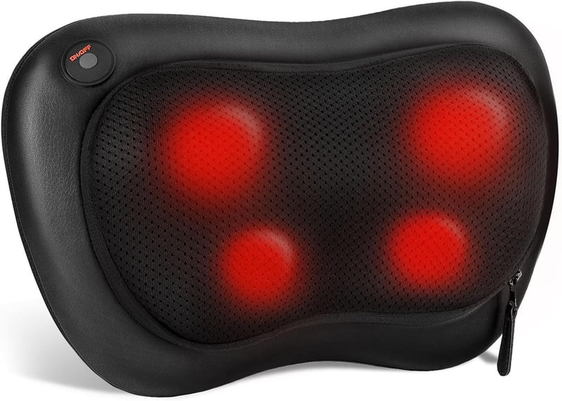 Shiatsu Massagekissen mit Wärmefunktion und 3D Massageköpfen für Rücken und Nacken