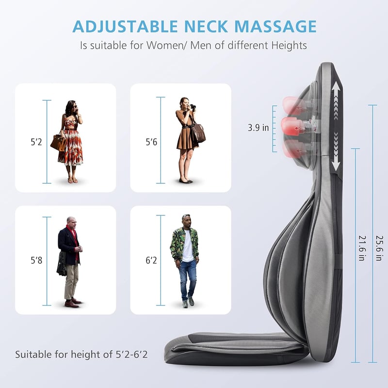 Shiatsu Massagesitzauflage mit Wärmefunktion für Nacken und Rücken