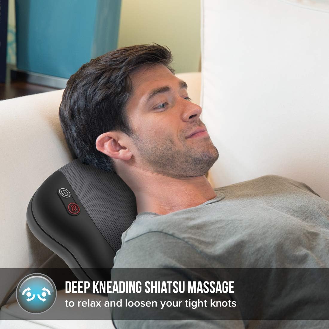 Shiatsu Massagekissen mit Wärme für Nacken- und Rückenentspannung