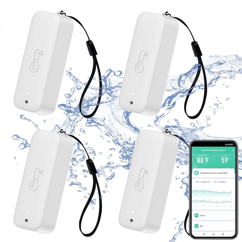 Wasserdichter Smart Hygrometer mit App-Alarme, WiFi und Alexa-Kompatibilität