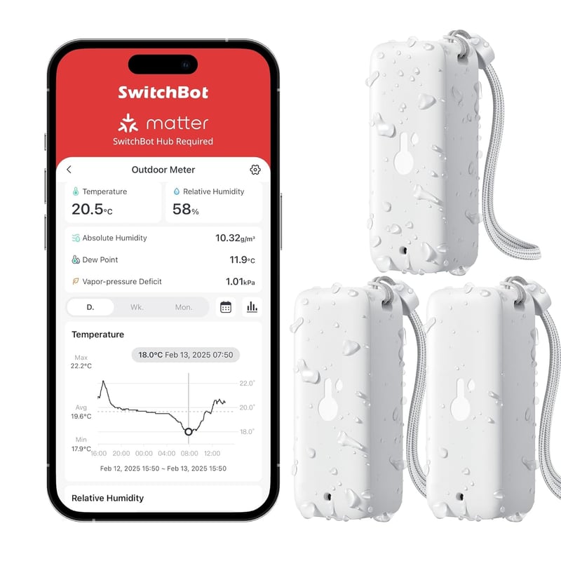 Bluetooth Hygrometer Thermometer IP65 für Innen und Außen – 3er-Pack