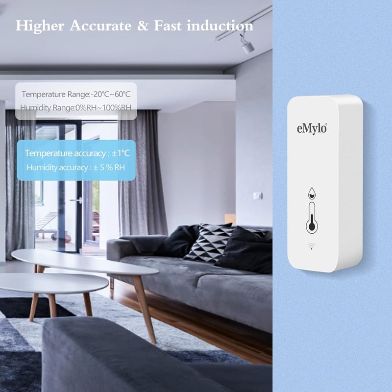 eMylo WLAN Thermometer-Hygrometer für Innenräume mit App-Steuerung (4er Set)