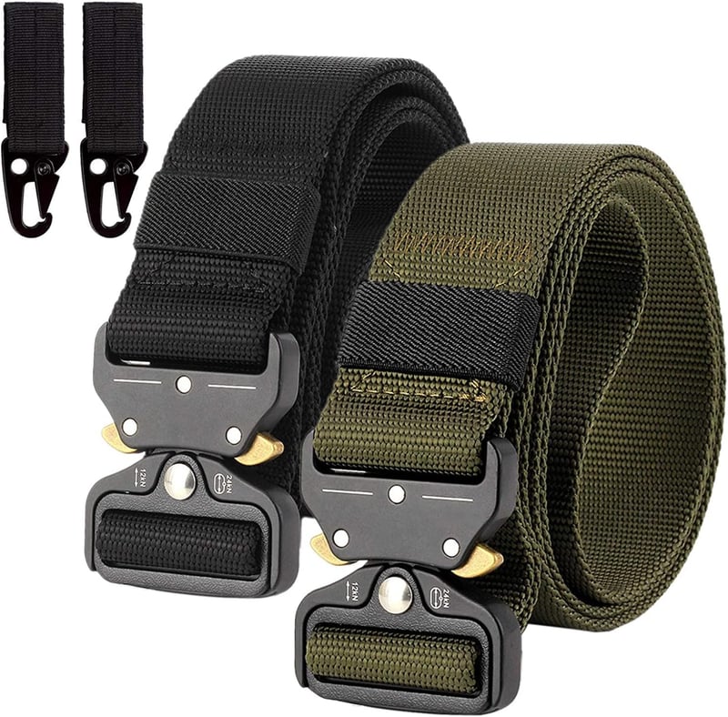 Unisex Gürtel Set in Armeegrün und Schwarz, Einheitsgröße für Herren