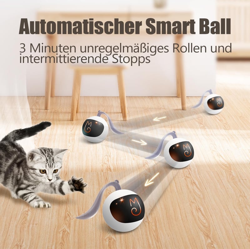 Elektrischer Katzenspielzeug-Ball mit Plüschmäusen und Federn