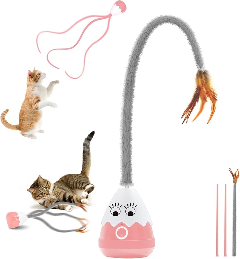Automatisches Katzenspielzeug mit Plüsch und Silikonschwanz (Rosa)
