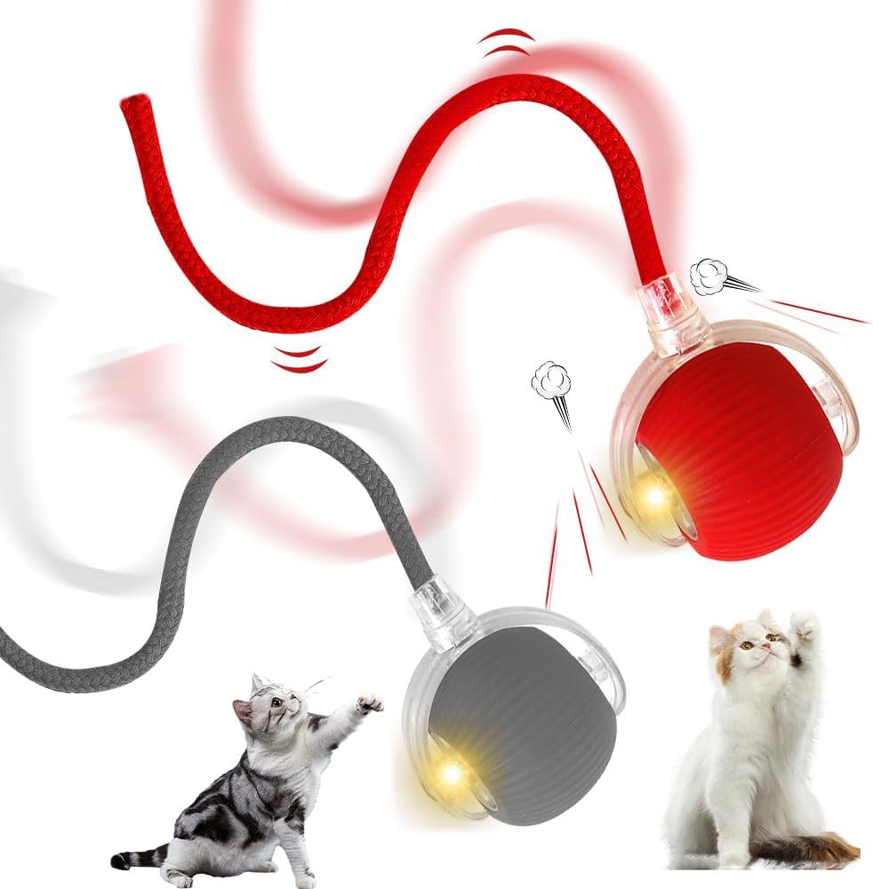 Interaktives Elektrisches Katzenspielzeug Ball, 3 Modi, Aufladbar, 2 Stück