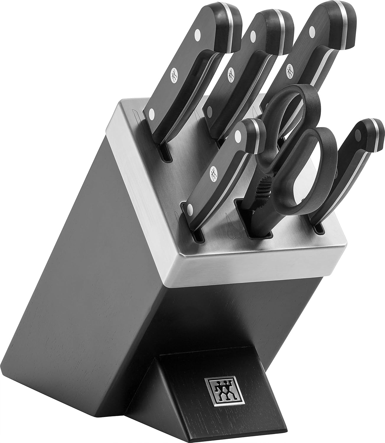ZWILLING Gourmet 7-teiliges Messerset mit selbstschärfendem Messerblock, Schwarz