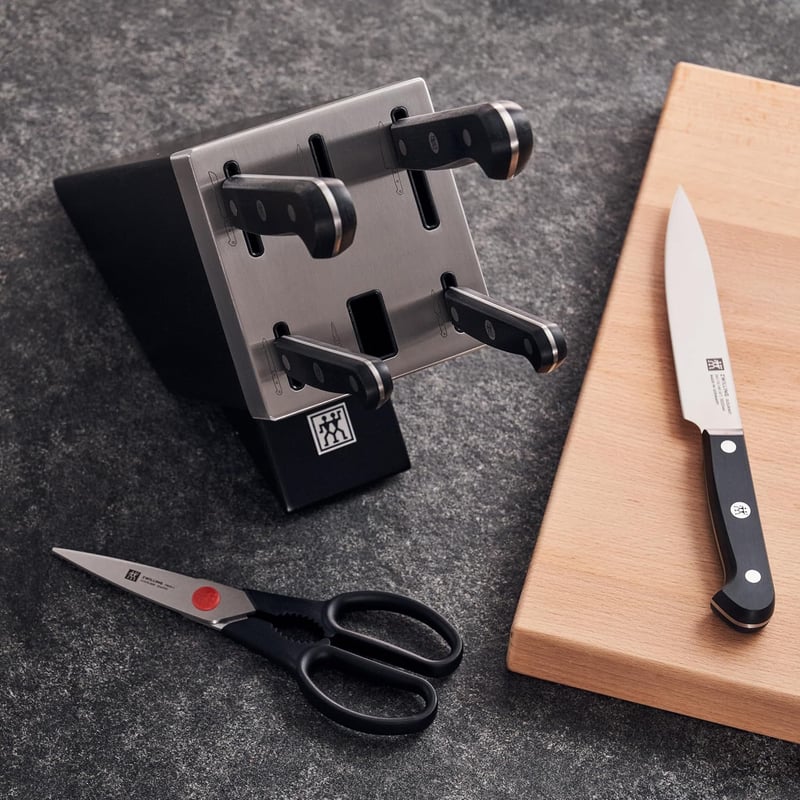 ZWILLING Gourmet 7-teiliges Messerset mit selbstschärfendem Messerblock, Schwarz