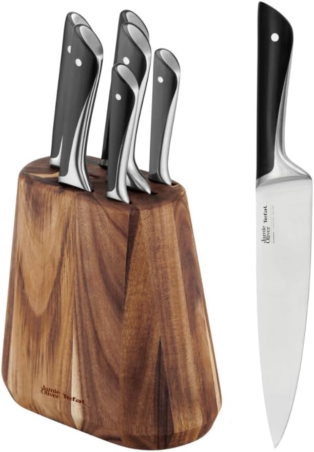 Tefal Jamie Oliver 7-teiliges Küchenmesser-Set mit Holzblock