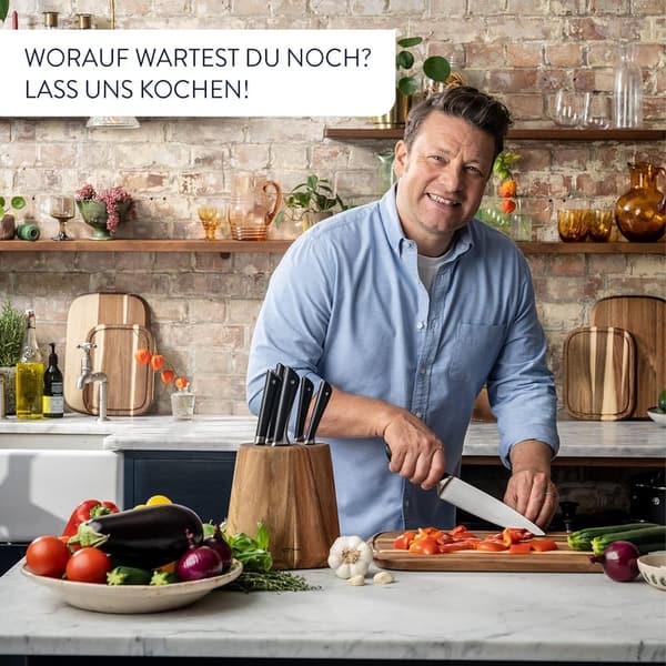 Tefal Jamie Oliver 7-teiliges Küchenmesser-Set mit Holzblock