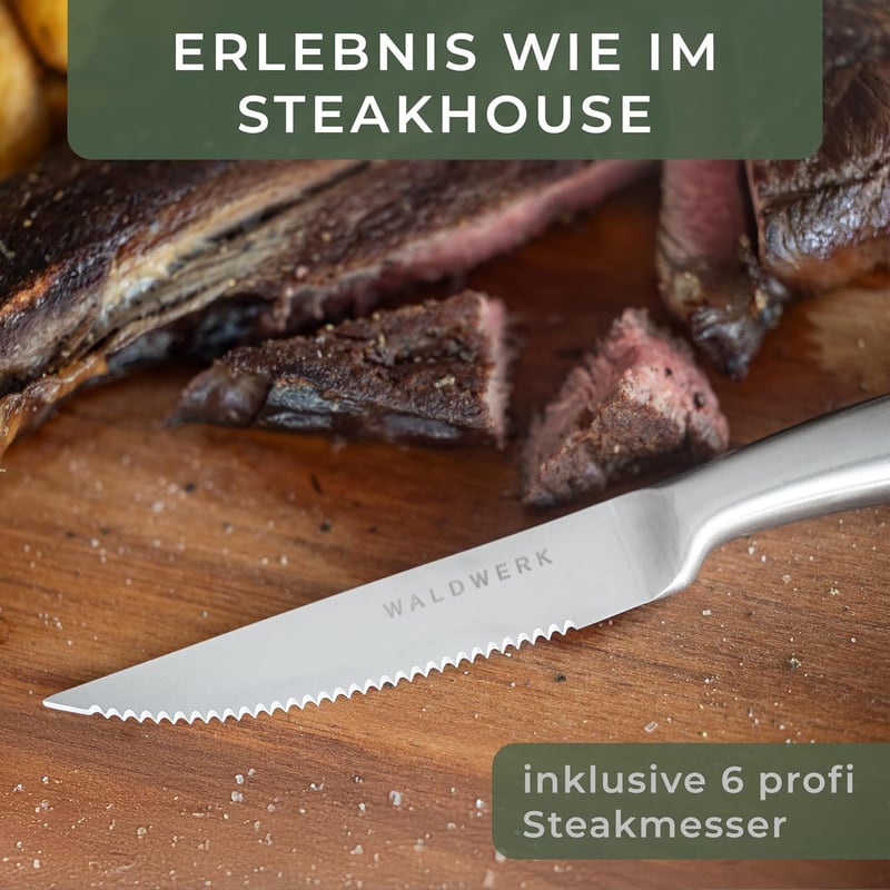 WALDWERK 11-teiliges Messerset mit integriertem Messerschärfer und Block