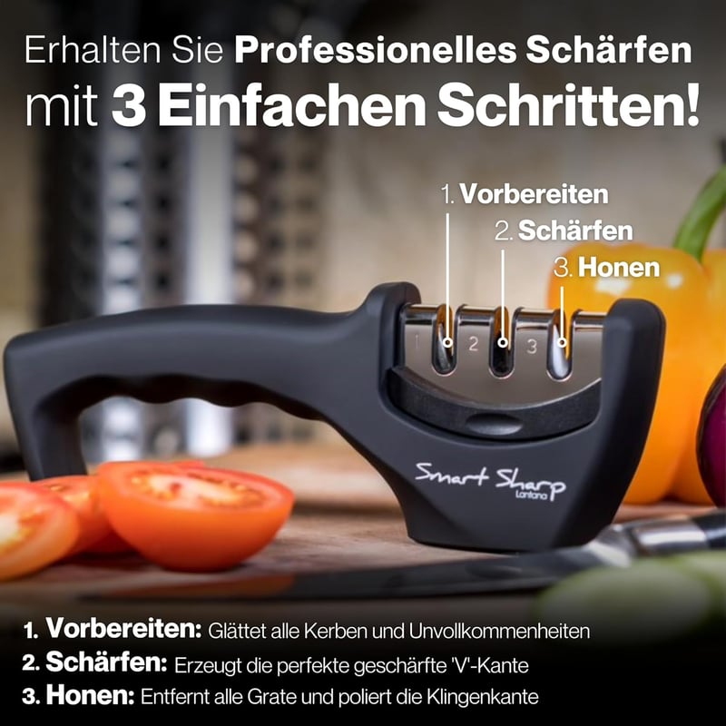 Küchenmesser-Schärfer Smart Sharp – 3-Stufen mit ergonomischem Design