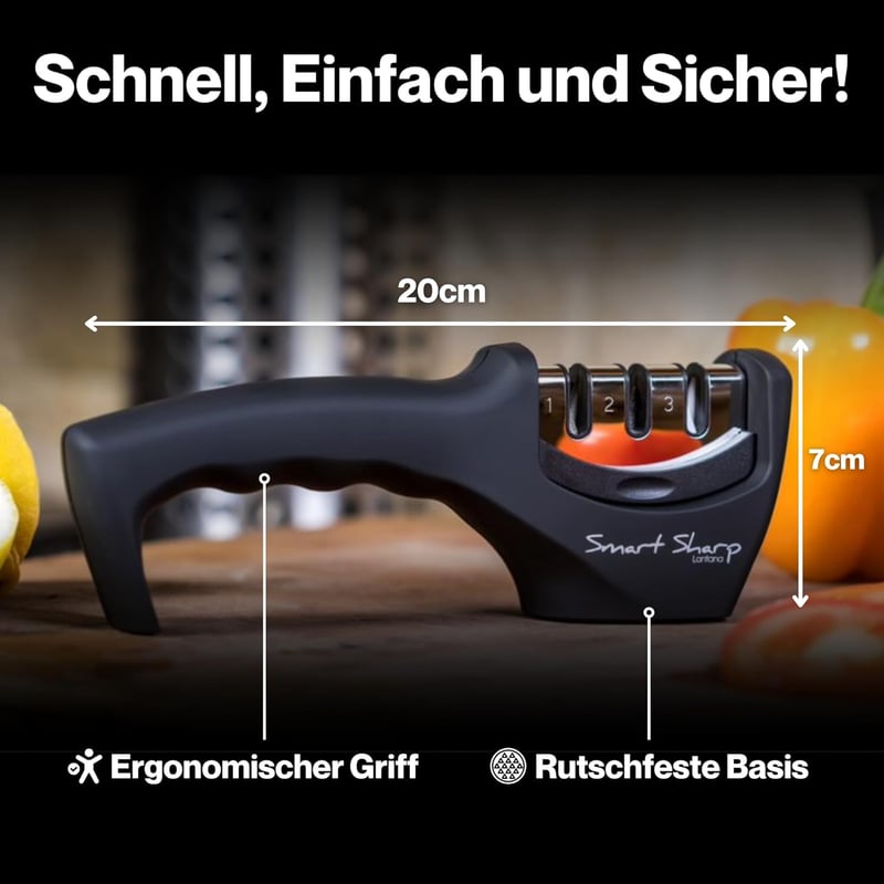 Küchenmesser-Schärfer Smart Sharp – 3-Stufen mit ergonomischem Design