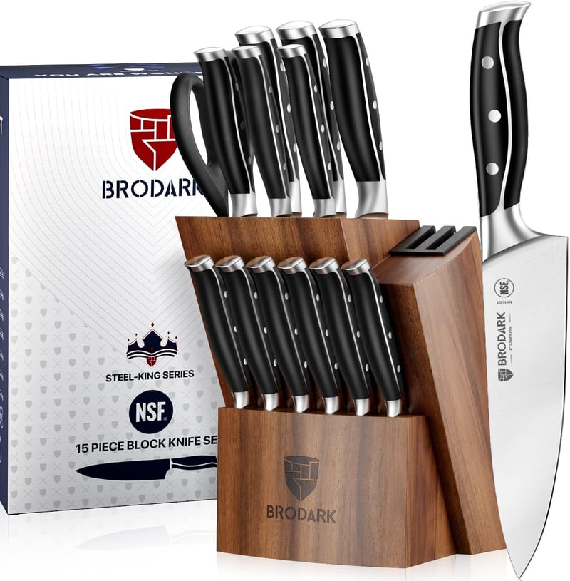 Steel-King Küchenmesser-Set mit Block aus deutscher Edelstahl, inkl. Geschenkbox