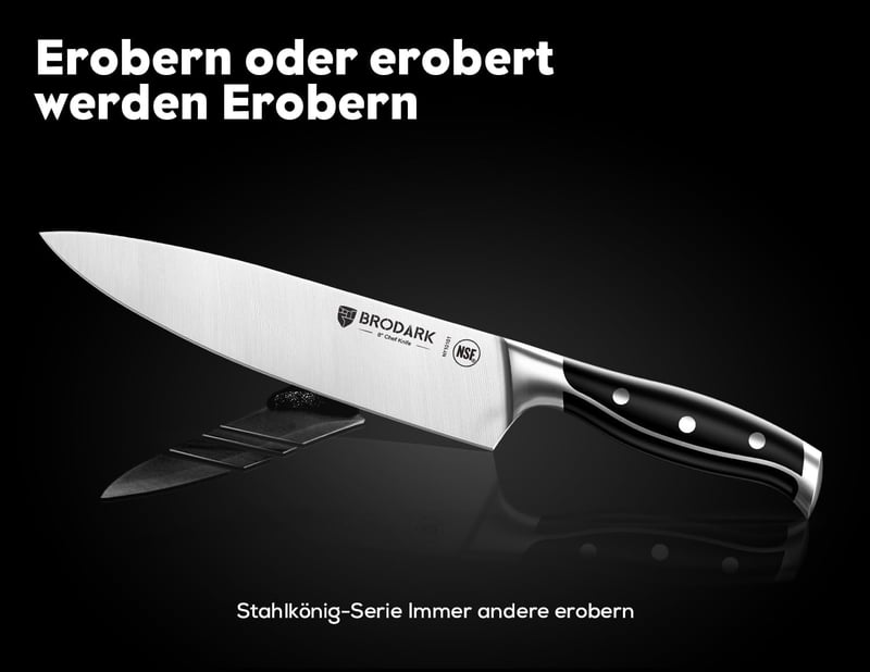 Steel-King Küchenmesser-Set mit Block aus deutscher Edelstahl, inkl. Geschenkbox