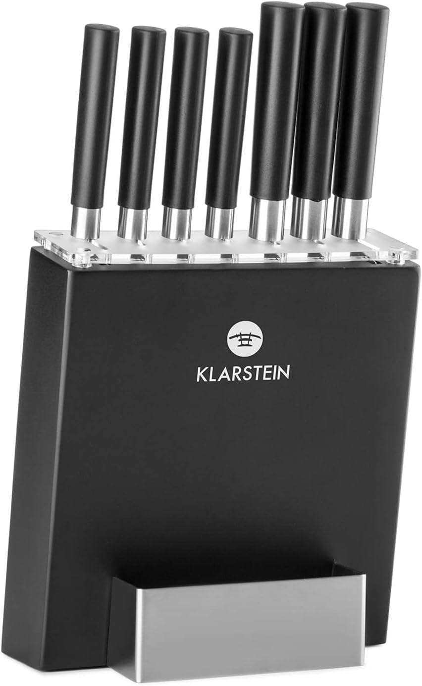 Klarstein Kitano 8-teiliges Messer-Set mit Präzisionsklingen und Holzblock